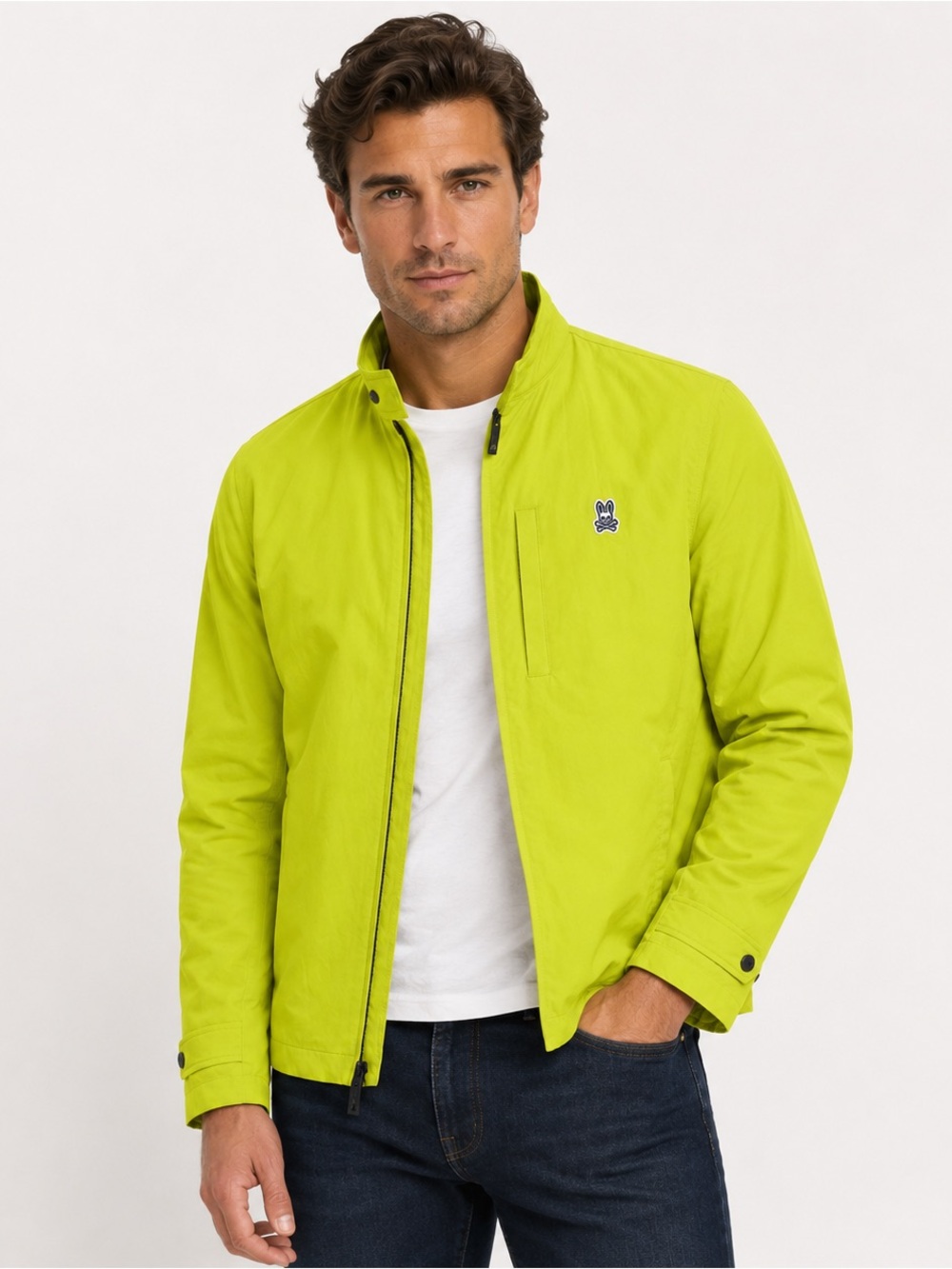 Psycho Bunny Lime Green Lightweight Zip Jacket Men’s Medium | Neon Full Zip